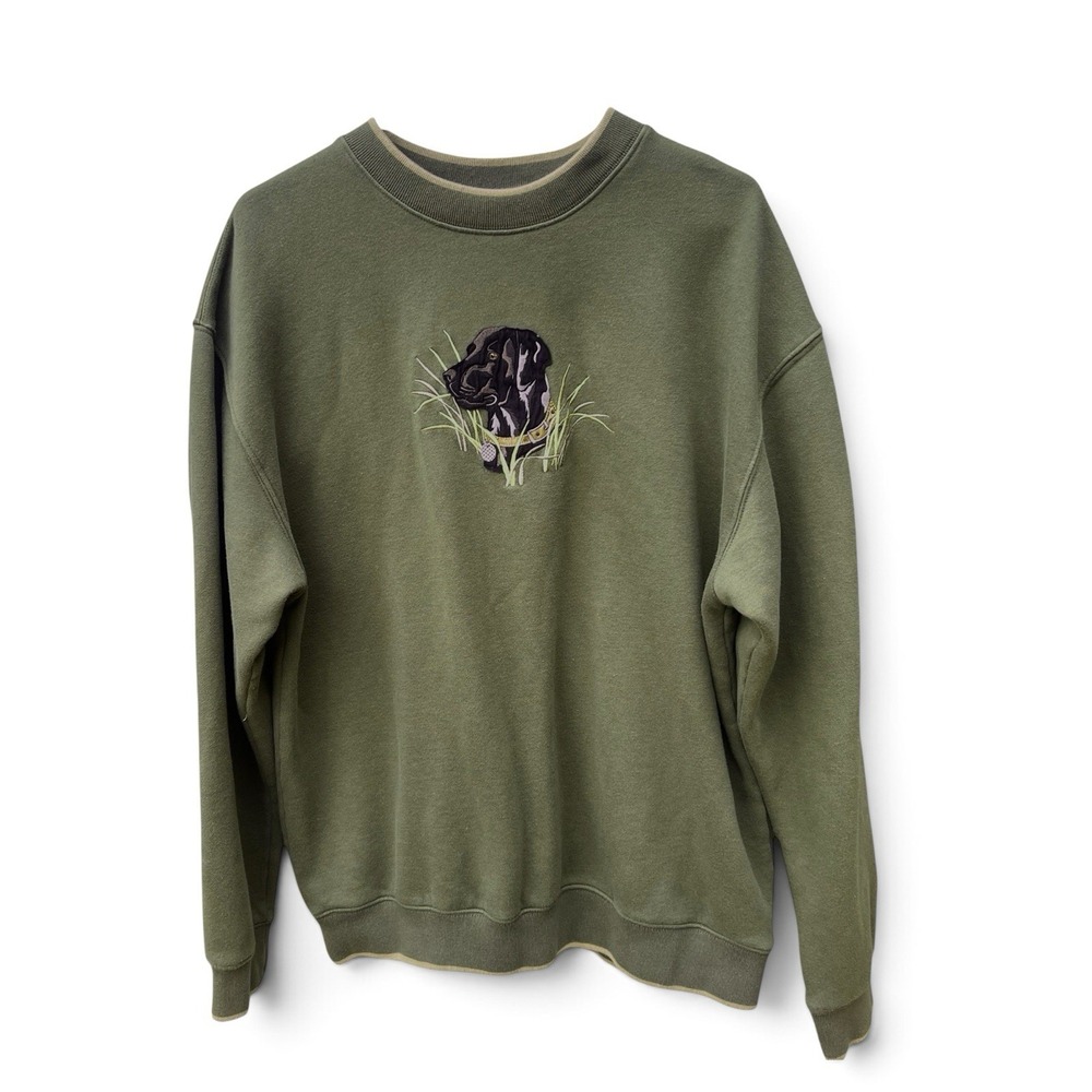 M&C Sport Vintage 90s Labrador Dog Sweatshirt XL Green Embroidered Black Lab